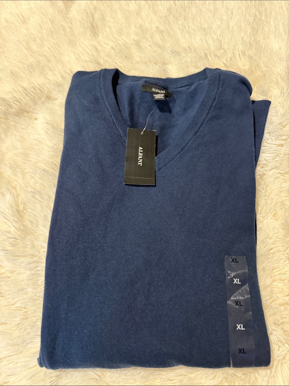 Alfani Mens Navy V-Neck Sweater